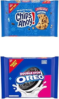 Chips Ahoy! Original Chocolate Chip Cookies and OREO Double Stuf Chocolate Sandwich Cookies Variety Pack, Party Size, 2 Packs