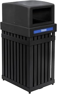 Commercial Zone 72740199 ArchTec Parkview Black Trash / Recycling Receptacle with Decals - 25 Gallon