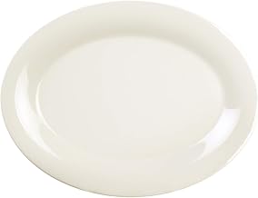 Thunder Group Color ivory melamine dinnerware collection 9.5 x 7.25 inch oval platter, comes in dozen