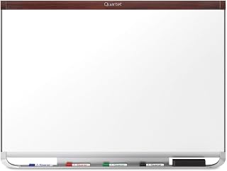 Quartet Magnetic Whiteboard, Porcelain, White Board, Dry Erase Board, 4' x 3', Mahogany Finish Frame, Prestige 2 Duramax (P554MP2)