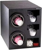 CTC-C-2BT Countertop Cup Dispensing Cabinet, (2) ADJ-2F Built-in Lid and Straw Organizer, Black Polystyrene, 16-1/4" H x 13" W x 23" D