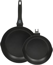 Oster SmartHandle 2-Piece Fry Pan Set, 11-Inch & 9-Inch Nonstick Skillets with Removable Handle – Oven & Dishwasher Safe, Space-Saving Cookware