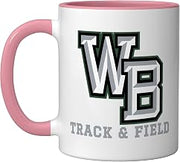 West Bloomfield High School Lakers Track & Field Ceramic Mug, Pink/White, 11oz