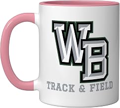 West Bloomfield High School Lakers Track & Field Ceramic Mug, Pink/White, 11oz