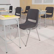 Flash Furniture HERCULES Series 880 lb. Capacity Black Ergonomic Shell Stack Chair with Chrome Frame and 18'' Seat Height | 880 LB Capacity, Ergonomic Shell, 18" Seat Height