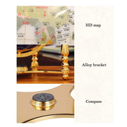 Interactive Bilingual Globe 15cm HD Map Gold Stand Precision Compass Durable Resin Tripod Educational Learning Tool for Students and Home Office Decor by Generic – Model