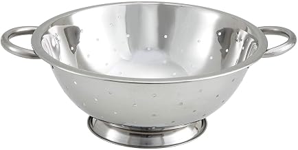 Winco Colander with Base, 5-Quart, Stainless Steel | Foodservice, Great for Draining Pasta, Rinsing Produce, Straining and Kitchen Prep