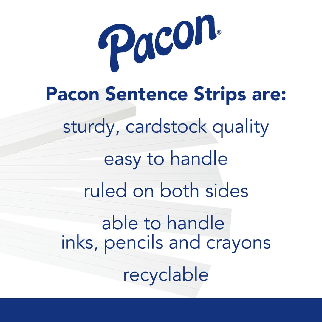 ASE Pacon Sentence Strips – 100 Count (Pack of 1), Tagboard, Assorted Colors, Model PAC5165