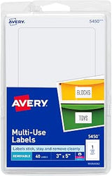 Avery 5450 Removable Print or Write Labels, 3 x 5 - White (Pack of 40)