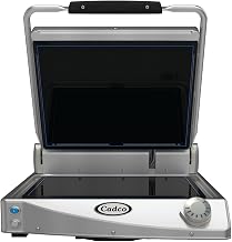 Cadco CPG-15F Single Commercial Panini Press with Ceramic Smooth Plates, Stainless Steel, 208-240v/1ph, NSF, For Commercial Use