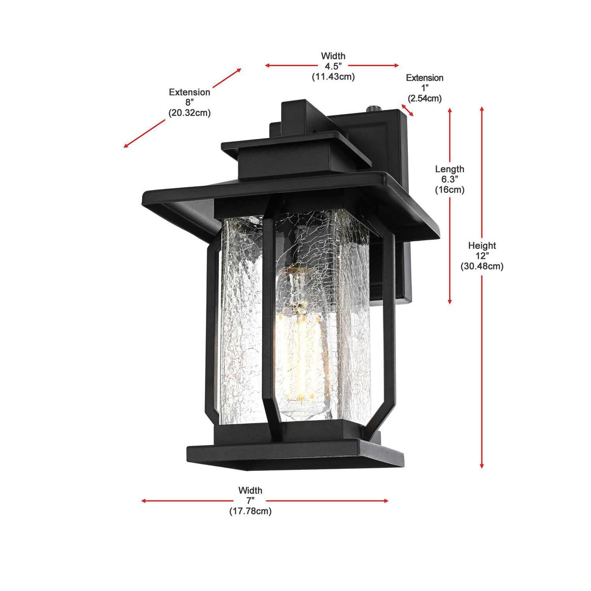 Salem One Light Outdoor Wall Sconce Black by Lighting Design – Iron, Black, Model OD304W12BK