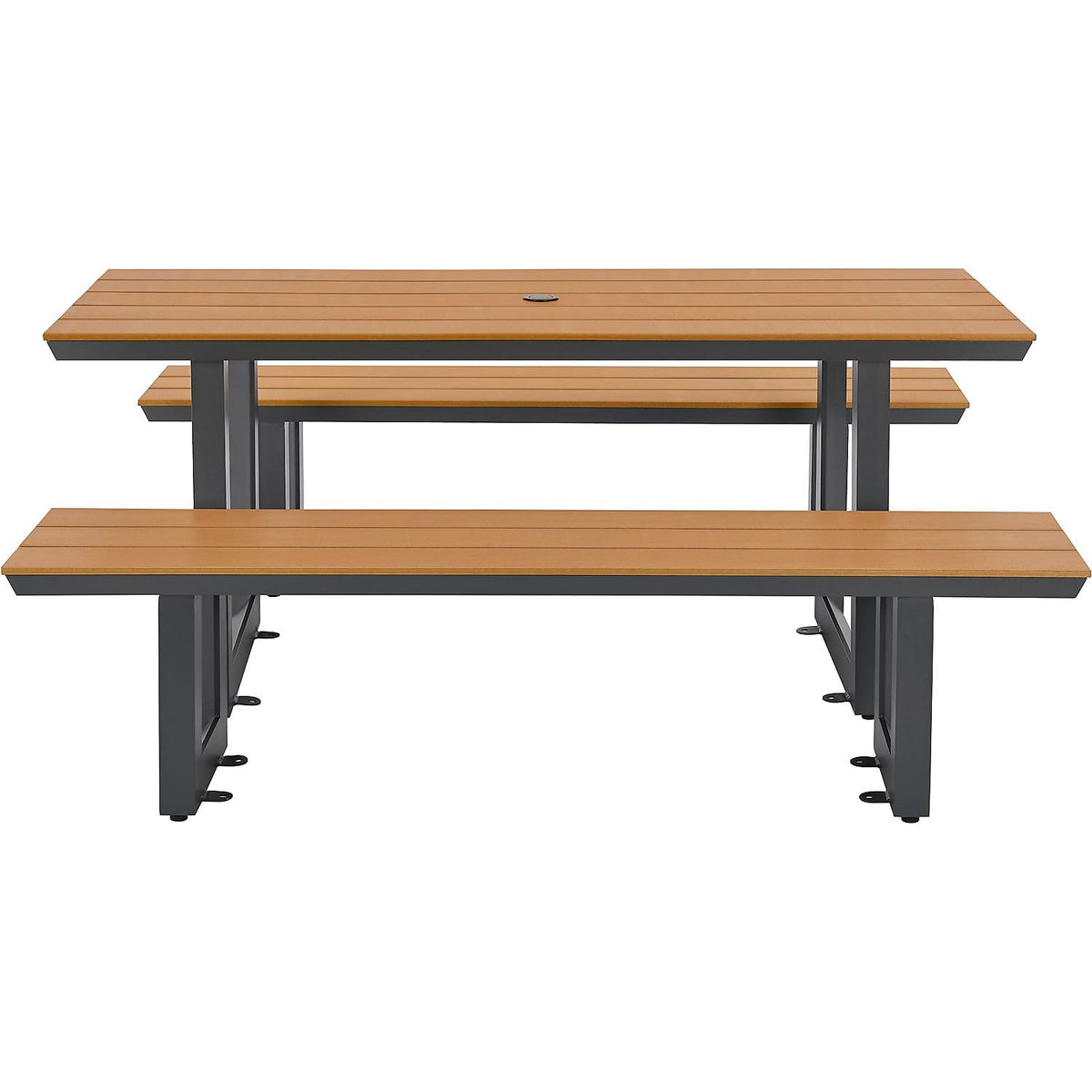 Urban 6' Plastic Rectangular Picnic Table & Bench Set by Global Industrial – Aluminum, Tan, Model OTZY-18B