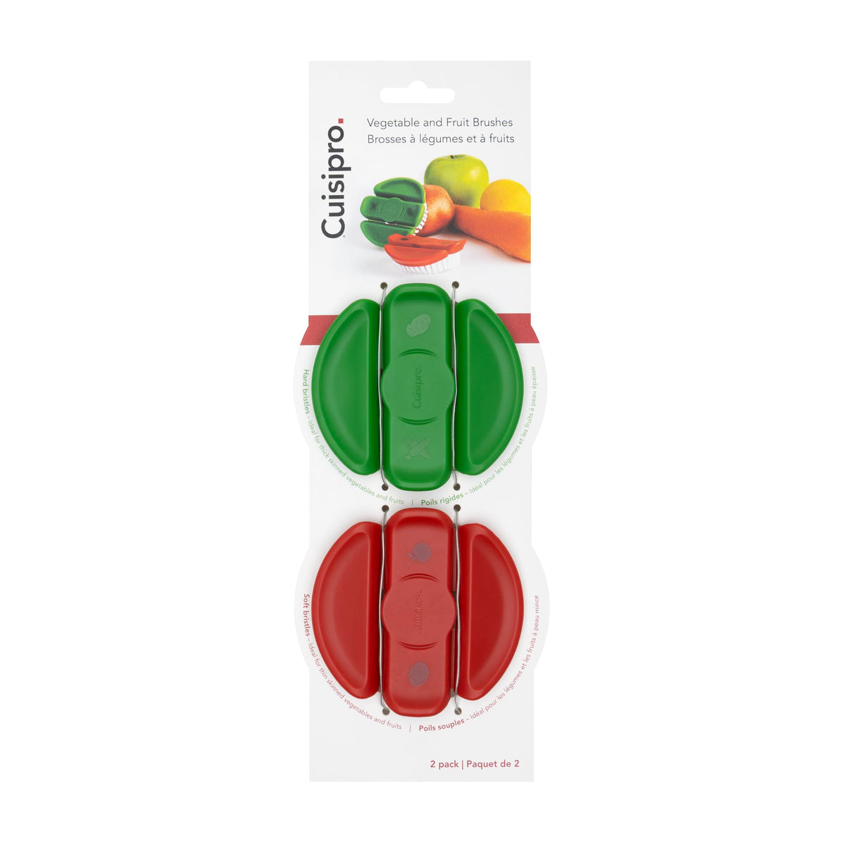 Vegetable Cleaning Brush 2 Pack by Cuisipro – Medium, Plastic, Multicolored, Pack of 2, Model CSP-747315