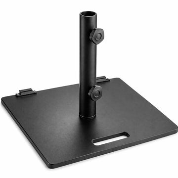 Glownary Square Steel Umbrella Base with Wheels – Black, 50 lb Weight Capacity, 19x19x15 Inches, 1.5 Inch Pole Compatibility