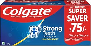 Strong Teeth, Colgate Toothpaste Dental Cream Strong Teeth - 100Gm (Pack of 3)