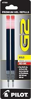 Pilot, G2 Gel Ink Refills, Bold Point 1 mm, Red, Pack of 2