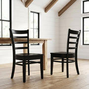 Solid Wood Side Chair with Classic Frame by Furnifact – Wood, Black, Pack of 2