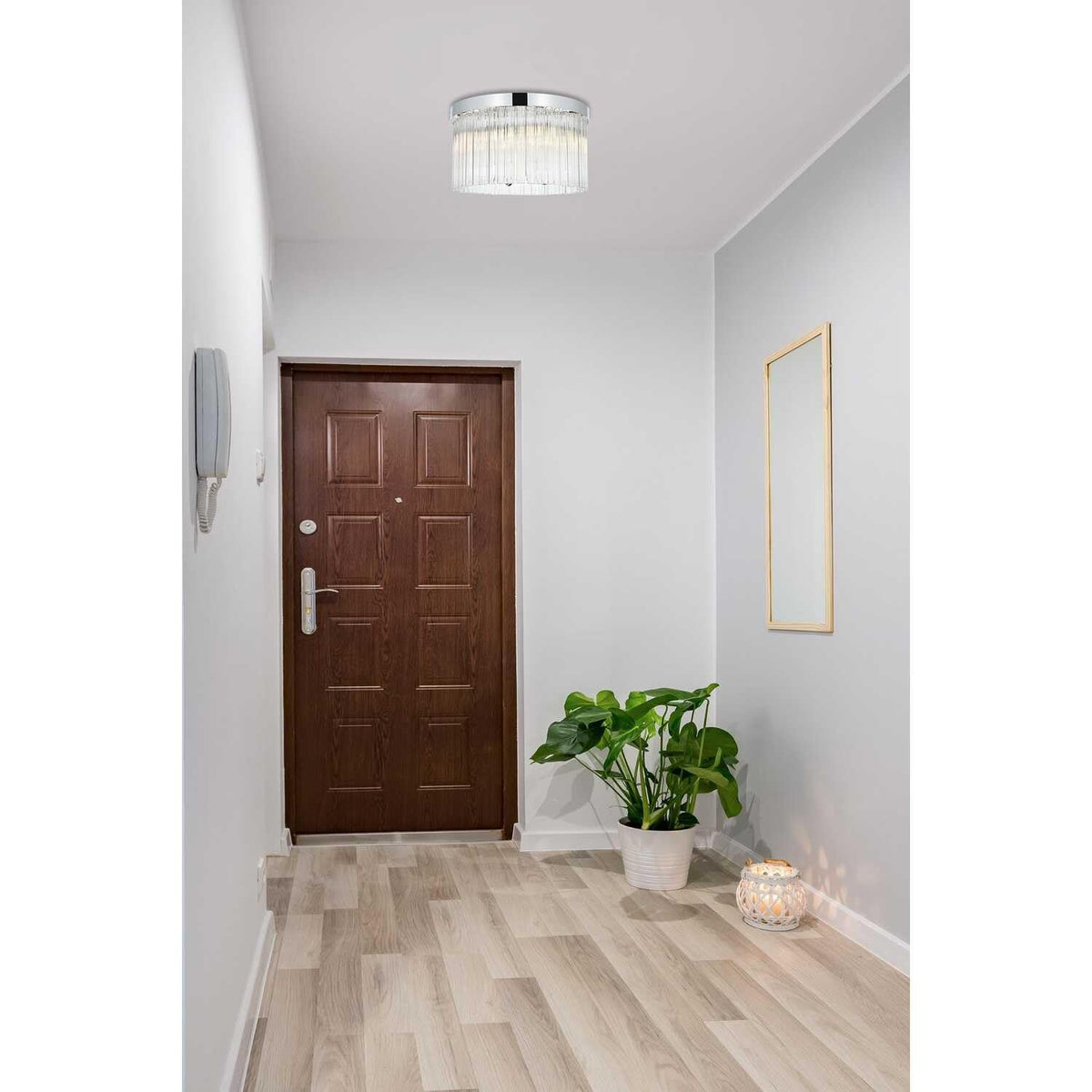 Harlow Four Light Flush Mount Chrome by Lighting Design – Iron, Chrome