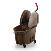 WaveBrake 35 QT Down-Press Mop Bucket and Wringer Combo on Wheels by Rubbermaid Commercial Products – 35 Qt, 35.0 quarts, Plastic, Brown, Model FG757788BRN