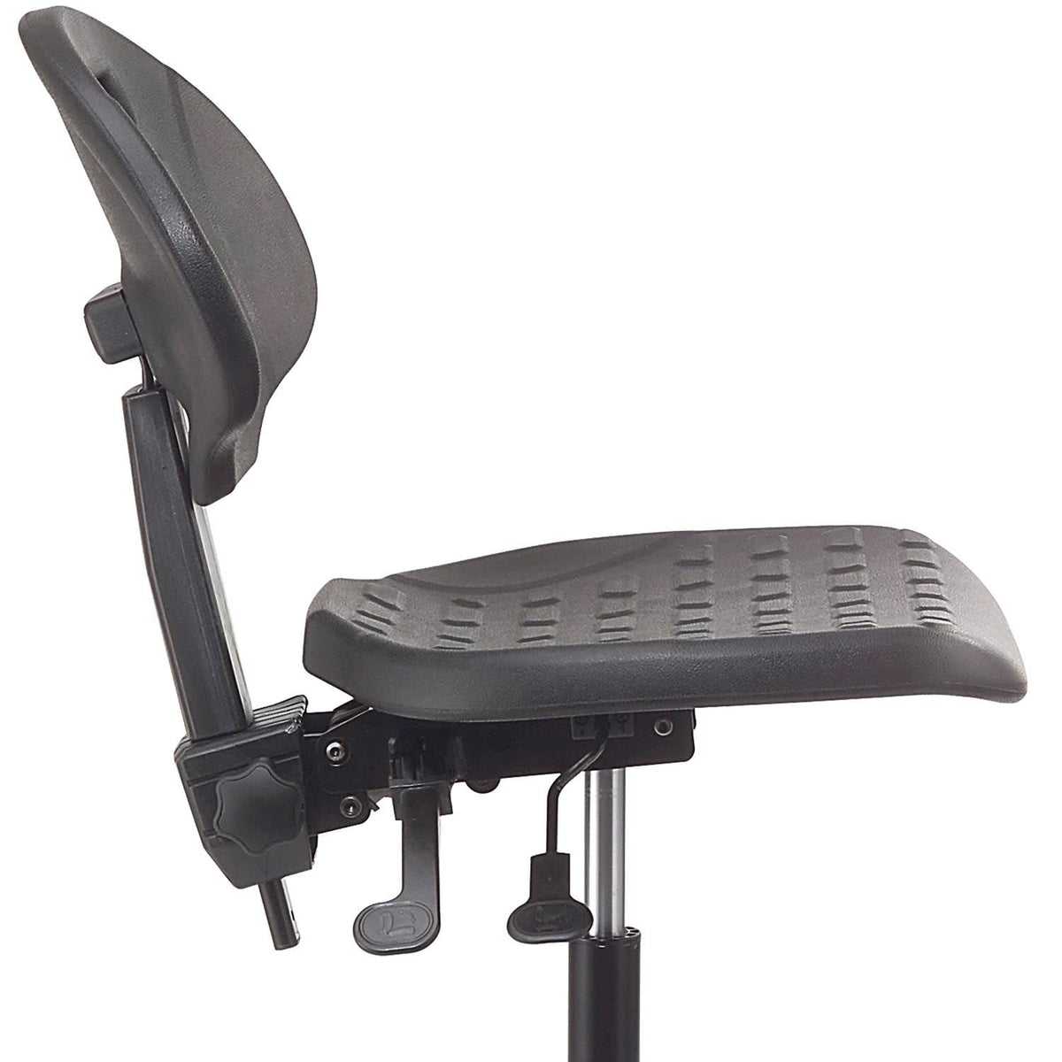 4 Way Adjustable Stool with Chrome Base by Global Industrial – 23.5"W x 24"L x 9"H, chrome, Black, Model A203TC