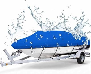 Boat Cover for Thunder Jet 185 Luxor 2016-2024 2025 2026 | Heavy duty waterproof tarp covers with storage bag fits v-hull boat covers with adjustable straps all-season oxford