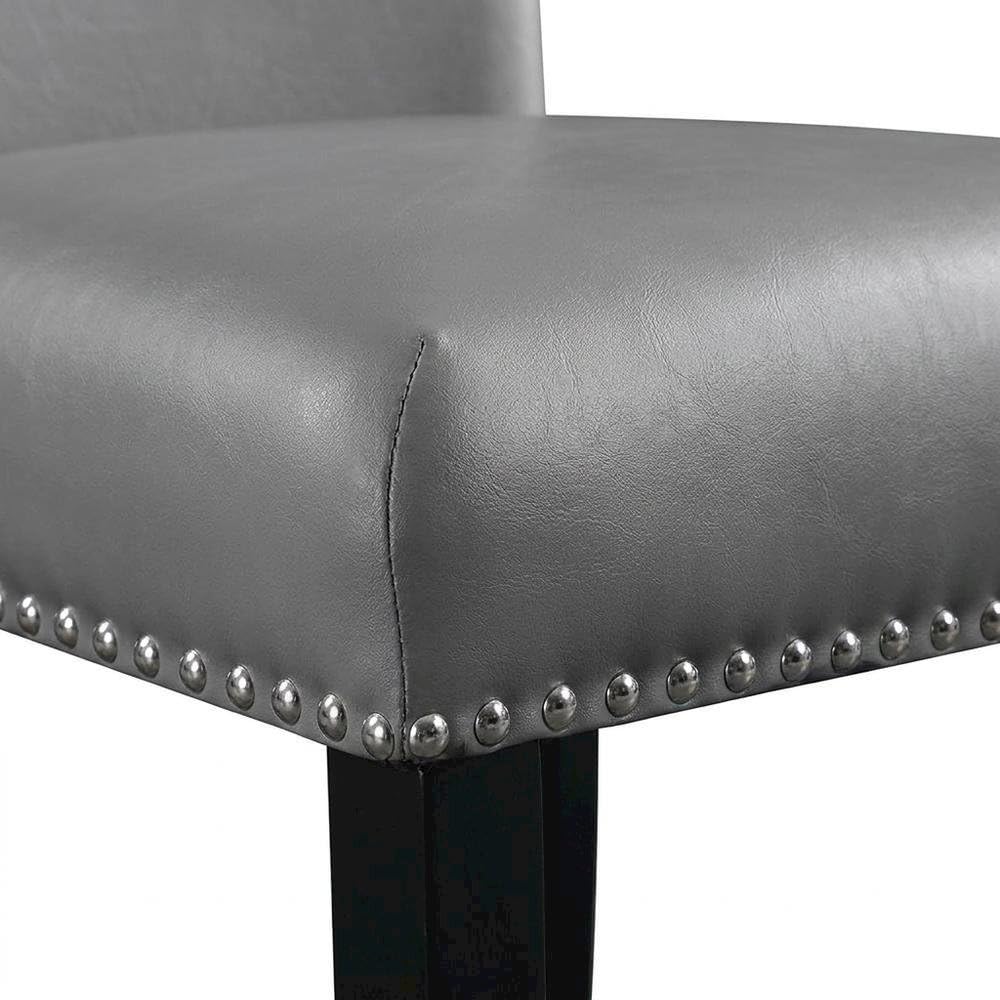 Faux Leather-Upholstered Side Chair by Furnifact – Engineered Wood, Gray; Black, Pack of 2