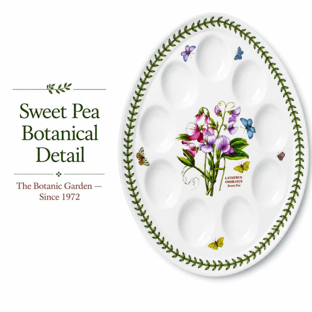 Portmeirion Botanic Garden Devilled Egg Platter, Sweet Pea, 12 Inch
