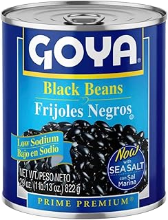 Goya Black Beans Low Sodium, High in Fiber, Pantry Staple, 29 oz, Pack of 2
