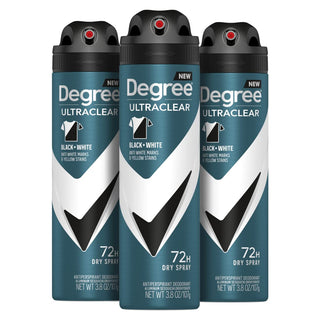 Men Antiperspirant Deodorant Dry Spray Black + White 3 Pack 3.8 oz by Degree – 3.8 Ounce (Pack of 3), white, Pack of 3, Model 43224-21428