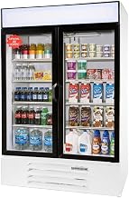 Beverage Air MMR44-1-W-LED MarketMax 47" Two Section Glass Door Reach-In Merchandiser Refrigerator with LED Lighting 45 cu.ft. Capacity White Exterior and Bottom Mounted