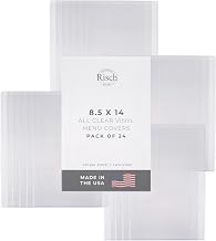 Risch Double-Sided All Clear Vinyl Menu Cover, Two-Sided 2 View Plastic Menu Holder, Slip in Top-Loading Cover, Wipeable, Reusable, 8.5” x 14”, Pack of 24
