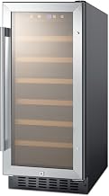 Summit SWC1535B 15" Built-In Undercounter Glass Door Wine Cellar with Lock and Digital Controls, Glass/Black