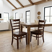 Solid Wood Side Chair with Classic Hardwood Frame by Furnifact – Wood, Espresso, Pack of 2