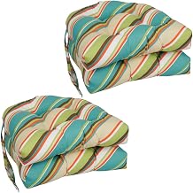 Blazing Needles 916X16US-T-4CH-OD-103 16 in. Spun Polyester Outdoor U-Shaped Tufted Chair Cushions Browning Opal - Set of 4