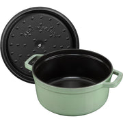 Cast Iron Round Cocotte 28 cm Sage by STAUB – 28 centimeters, 6.7 liters, Cast Iron, Sage, Model 405087070