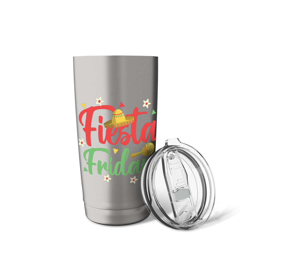 Fiesta Friday Stainless Steel Insulated Tumbler by Great Fiesta Friday Apparel – 20 Ounces, 20 fluid_ounces, Stainless Steel, Brushed Steel, Model P8K073EGW1TUSbrushed_steel