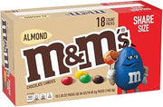 M&M's Almond Chocolate Candy, Bulk Chocolate Candy Snacks, 2.83 oz (18ct) | Bulk chocolate candy, individually wrapped candy for office, pantry, dessert topping, baking, 18 count 2.83 oz bags