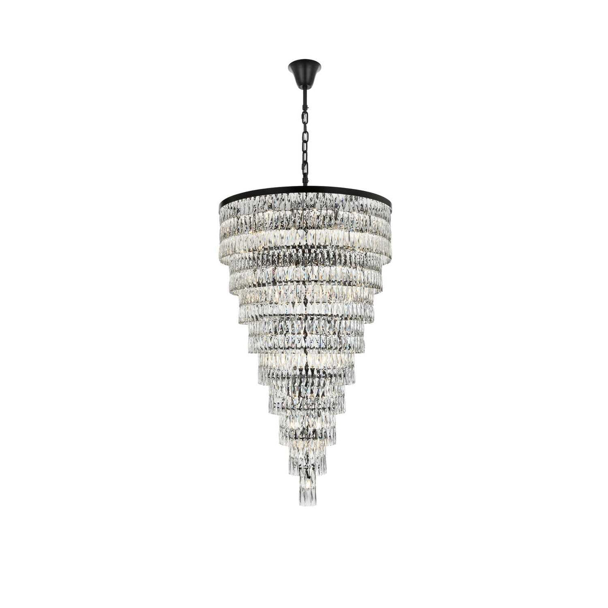 Josephine 61 Light Chandelier Black by Lighting Design – Iron and Crystal, Black