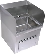BK Resources BKHS-D-1410-SKTS Wall Mounted Stainless Steel Hand Sink with Integrated Towel Dispenser, 13.75" x 10" Bowl