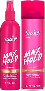 Suave Hairspray, Max Hold Variety 2-Pack – Scented Aerosol + Non-Aerosol Hair Spray Set, 11 Oz Ea