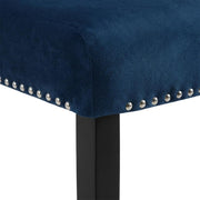 Velvet-Upholstered Dining Chair with Wood Legs by Starlight Canyon Home – Wood, Blue, Pack of 2