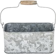 HUBERT Galvanized Metal Flatware Caddy - 9"L x 5"W x 4 3/4"H