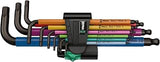 Wera 05022089001 950 SPKL/9 SM MULTICOLOUR LONG ARM HEX KEY SET *SOLD IN PACK QTY OF 5. (USE 05073593001 FOR INDIVIDUALLY PACKAGED VERSION)