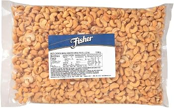 Fisher Cashews, Whole, Roasted, No Salt, 5-Pound Packages