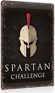 Spartan Helmet Metal Sign 8x12 Inch for Gym Wall Decor
