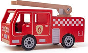 Bigjigs Toys City Wooden Fire Engine - Toy Fire Engine with Swivel Ladder, Kids Emergency Toy Vehicle for Ages 3 Years +, Quality Toys for Pretend Play
