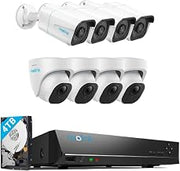 REOLINK 4K Security Camera System, 8pcs H.265 4K PoE Security Cameras Wired with Person Vehicle Detection, 8MP/4K 16CH NVR with 4TB HDD Bundle with 4X 810A and 4X 820A