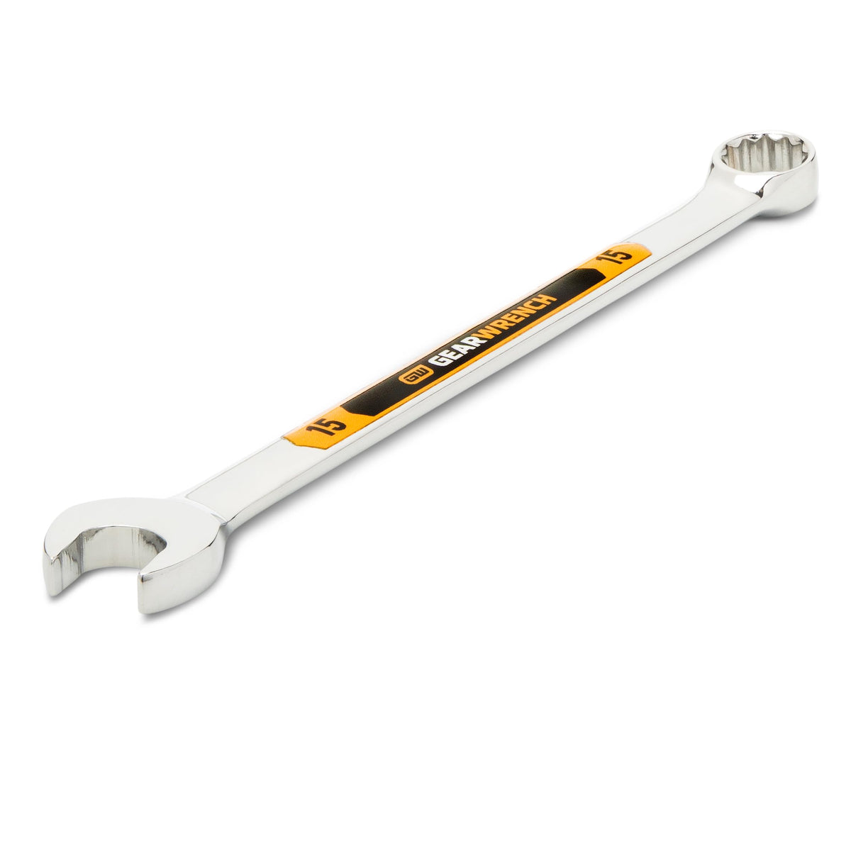 15mm 12 Point Hi-Viz Long Pattern Combination Wrench by GEARWRENCH – Alloy Steel, Silver, Model 81672H