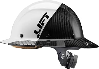 LIFT Safety Lift Dax Carbon Fiber Full Brim Hard Hat/Safety Helmet, White/Black | Carbon fiber full brim hard hat, extended coverage, adjustable suspension, foam/microfiber liner, lightweight pro protection