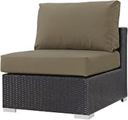 Brown Outdoor Patio Armless Lounge Chair with Comfortable Back and Seat Cushions, Durable Frame, Modern Design for Outdoor Living Space